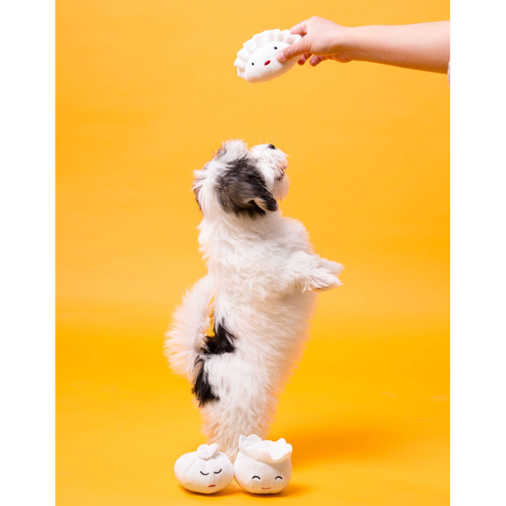 Pearhead's dim sum dumplings dog toy set