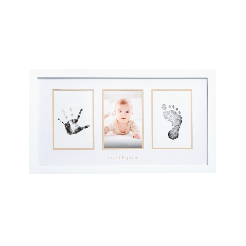baby prints photo frame with beige mat