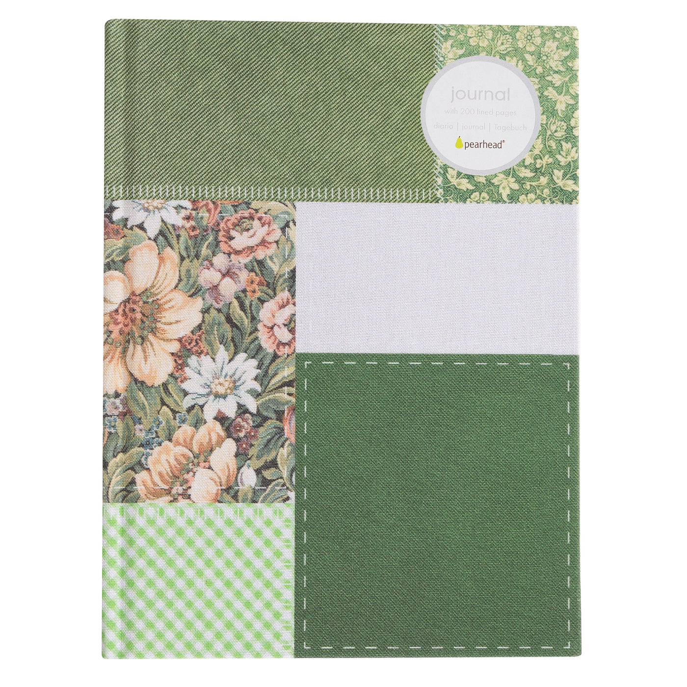 green patchwork journal