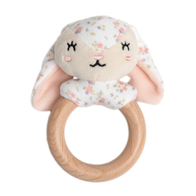 floral bunny wooden teether