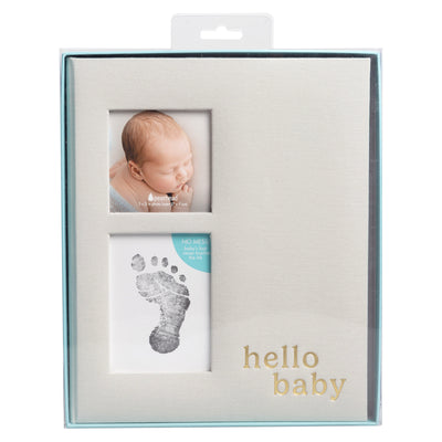hello baby gray linen baby book