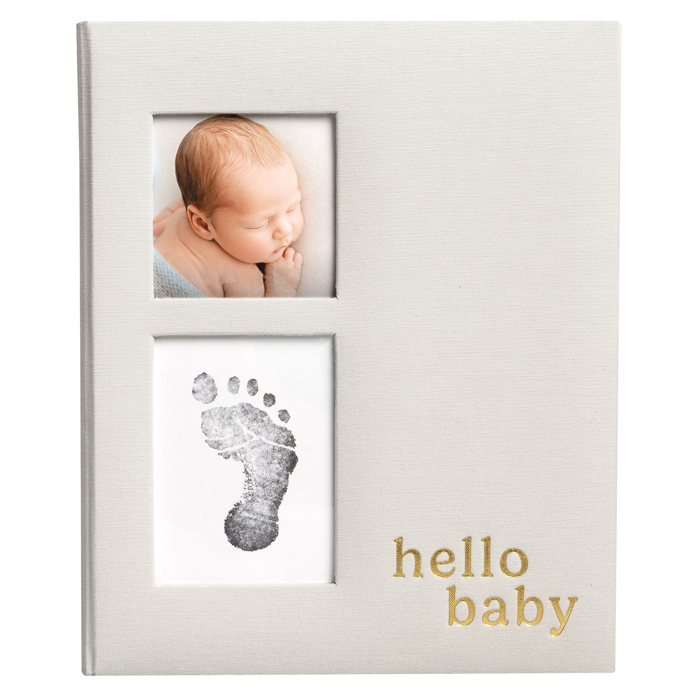 hello baby gray linen baby book