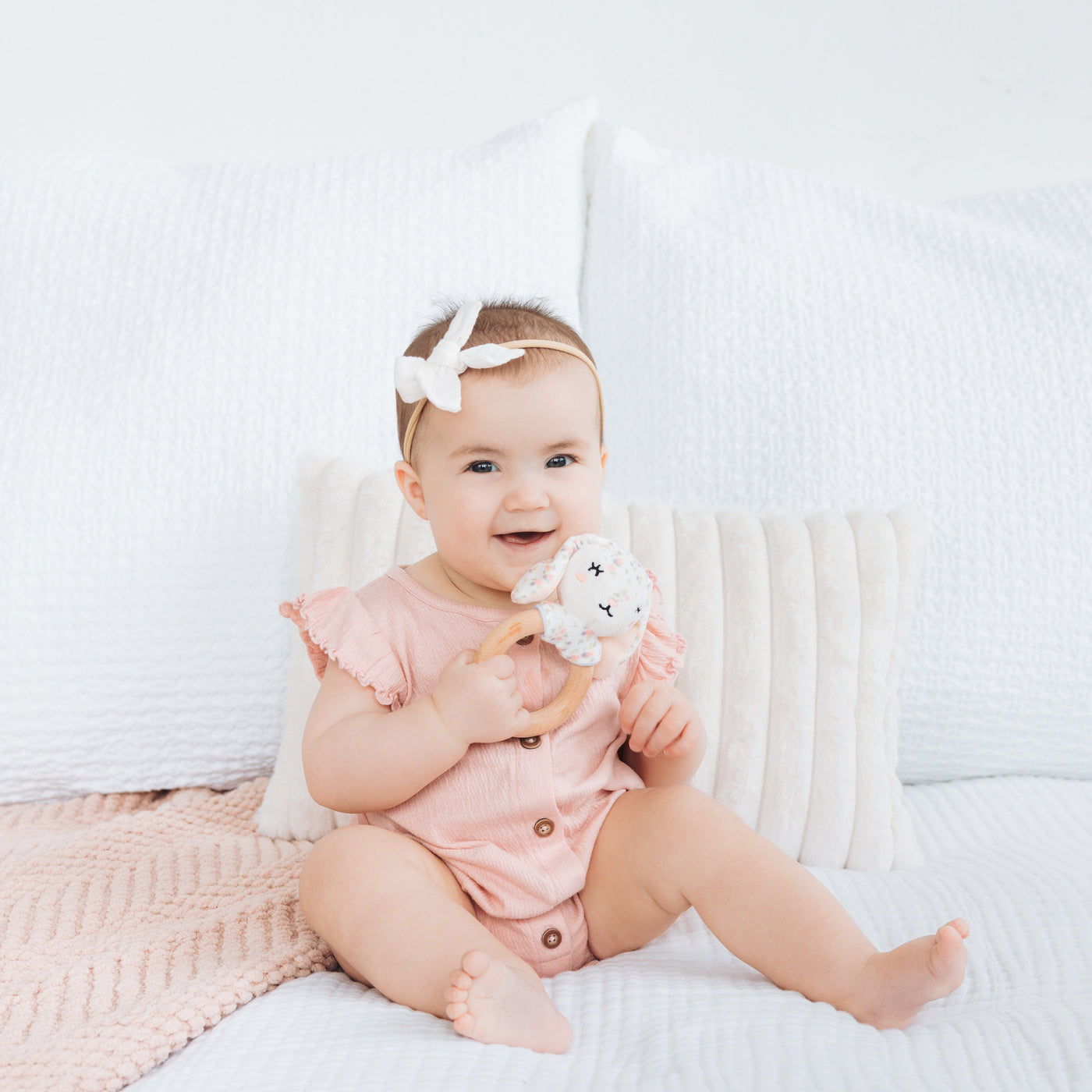 floral bunny wooden teether