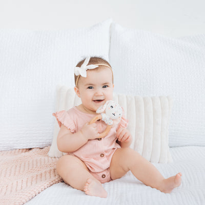 floral bunny wooden teether